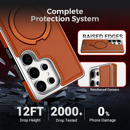 Leather-backed Magnetic Folding Stand Case for Samsung S Series