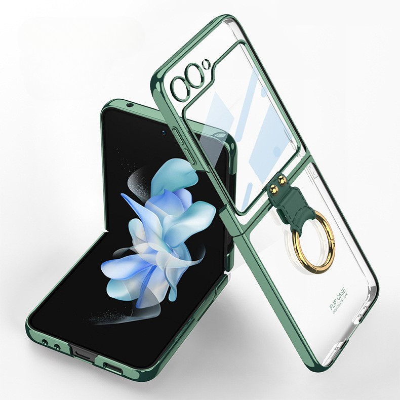 Ultra-clear Clear Plating Finger Clasp Case Cover for Samsung Flip Series