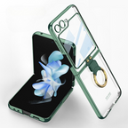 Ultra-clear Clear Plating Finger Clasp Case Cover for Samsung Flip Series