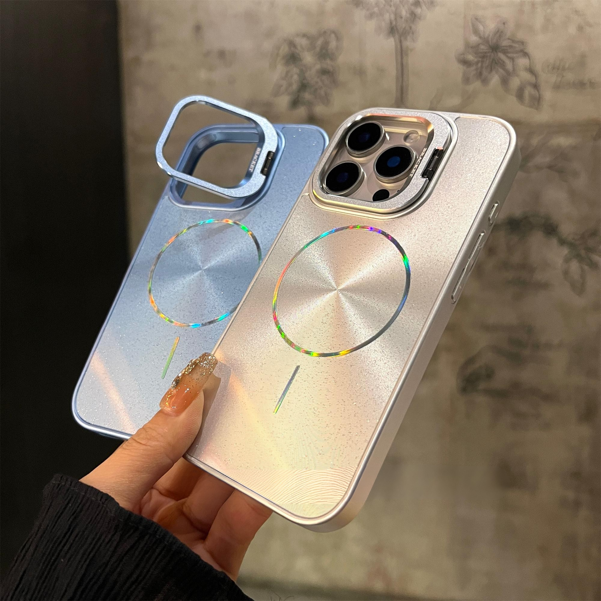 Glitter Metal Lens Folding Protective Frame Case Cover for iPhone