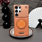Premium Leather MagSafe Samsung Galaxy Case with 360° Ring Stand