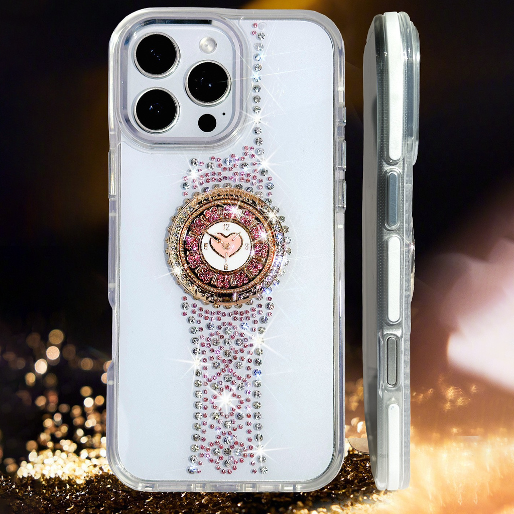 Diamond Heart Clock Case Cover for iPhone
