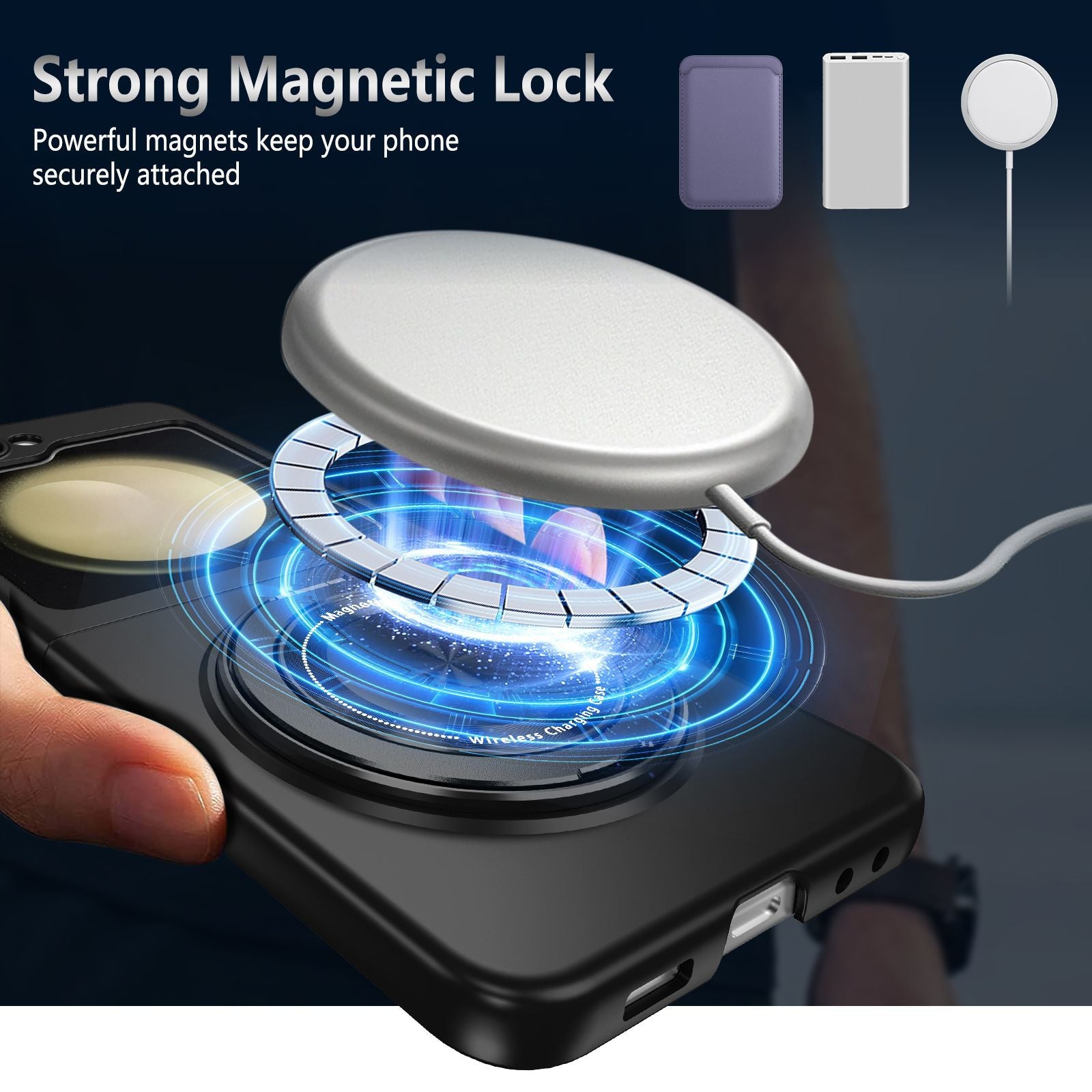 Strong Magnetic Suction Ring Holder Shell Case Cover for Samsung Flip Series