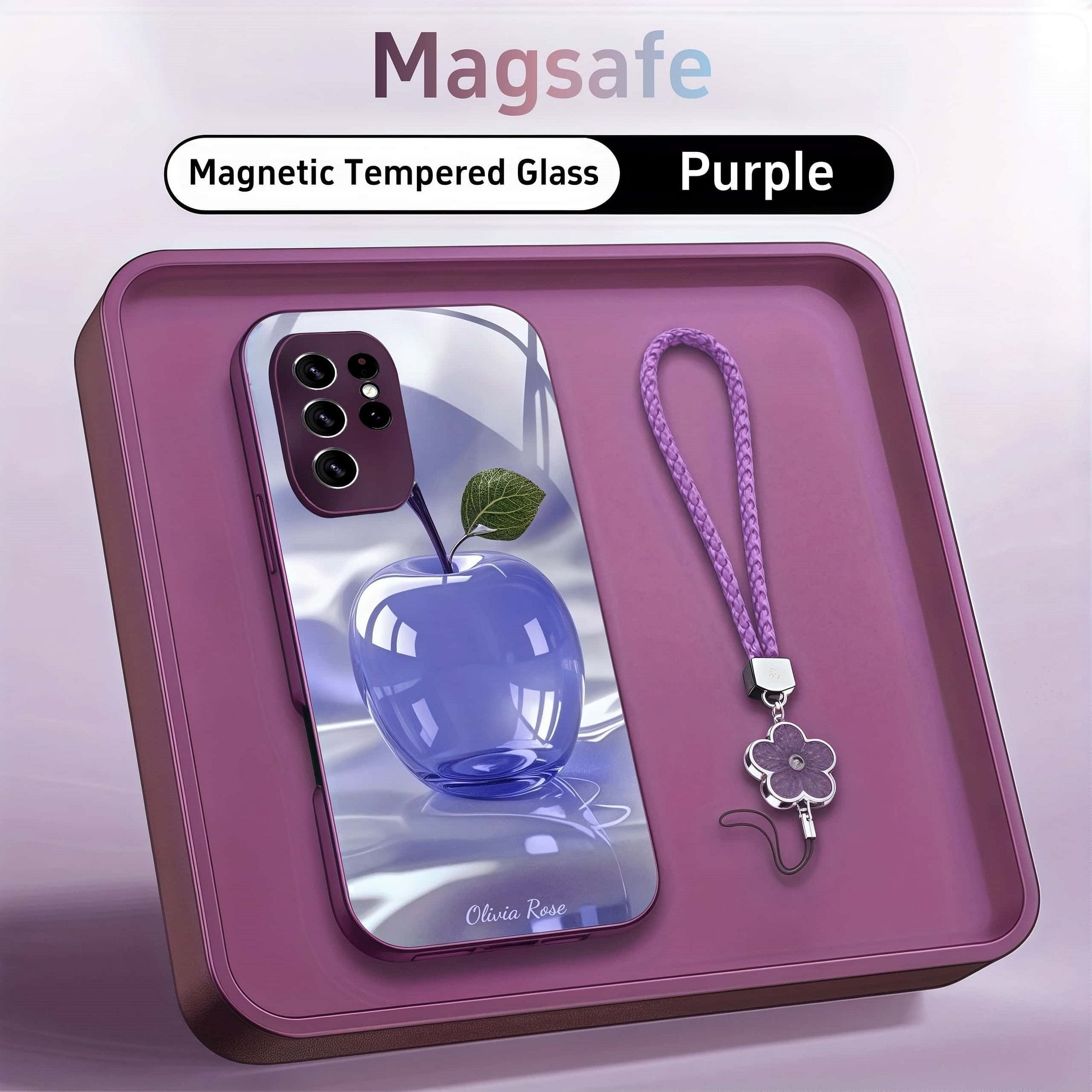 Colorful Fruit Magsafe Tempered Glass Case With lanyard Case Cover for Samsung S Series
