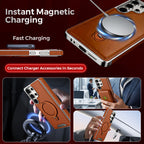 Leather-backed Magnetic Folding Stand Case for Samsung S Series