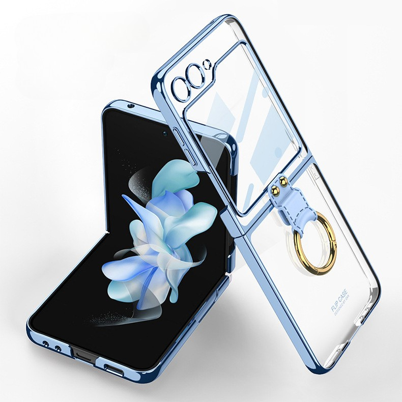 Ultra-clear Clear Plating Finger Clasp Case Cover for Samsung Flip Series