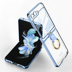 Ultra-clear Clear Plating Finger Clasp Case Cover for Samsung Flip Series
