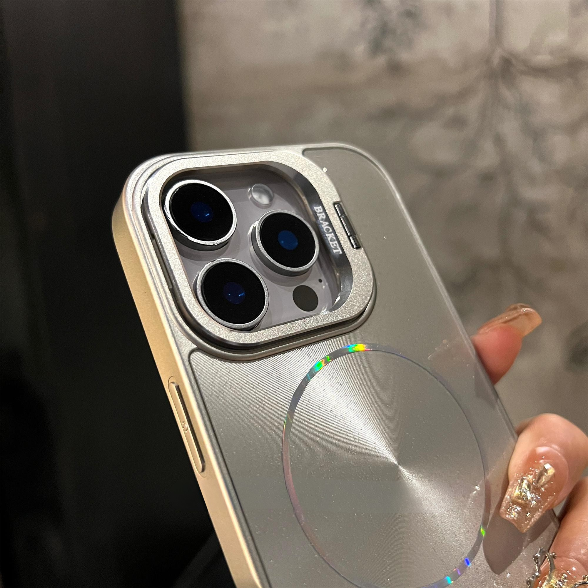Glitter Metal Lens Folding Protective Frame Case Cover for iPhone