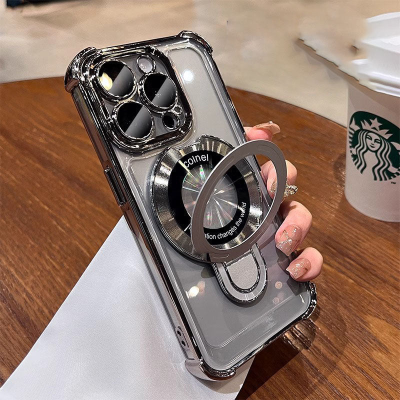 Four Corners Airbag Protection Folding Metal Stand Case Cover for iPhone