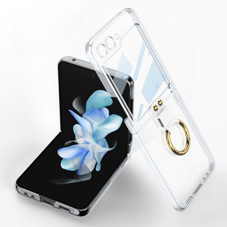 Ultra-clear Clear Plating Finger Clasp Case Cover for Samsung Flip Series