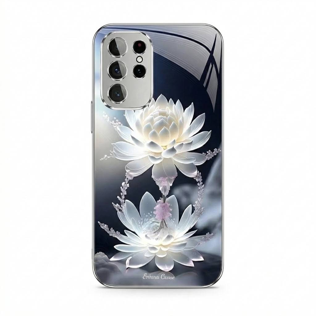 Snow Lotus Magsafe Tempered Glass Case Cover for Samsung S Series