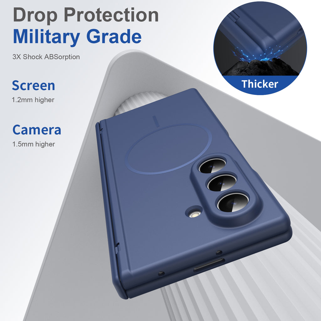 Satin-Finish Magnetic Hinge Screen-Covering Case Cover for Samusng Fold Series