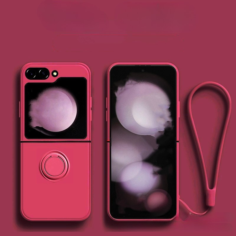 Liquid Soft Silicone Miniature Finger Buckle Case Cover for Samsung Flip Series