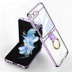 Ultra-clear Clear Plating Finger Clasp Case Cover for Samsung Flip Series