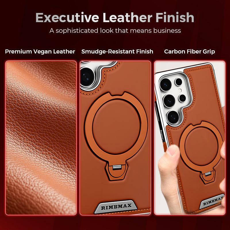 Leather-backed Magnetic Folding Stand Case for Samsung S Series