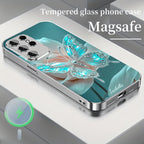 Crystal Butterfly Magnetic Tempered Glass Case Cover for Samsung S Series
