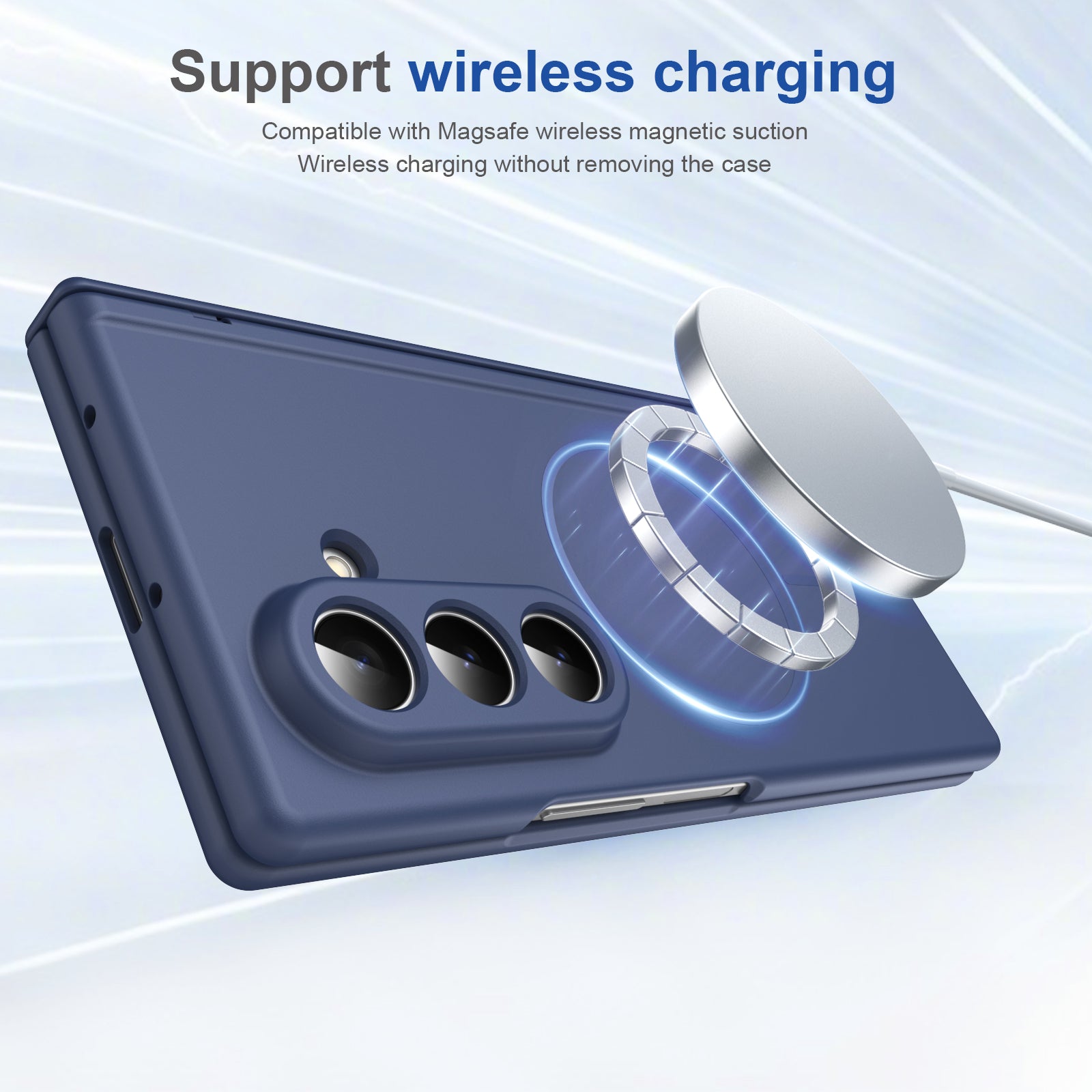 Satin-Finish Magnetic Hinge Screen-Covering Case Cover for Samusng Fold Series