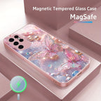 Crystal Pink Magnetic Tempered Glass Case Cover for Samsung S Series