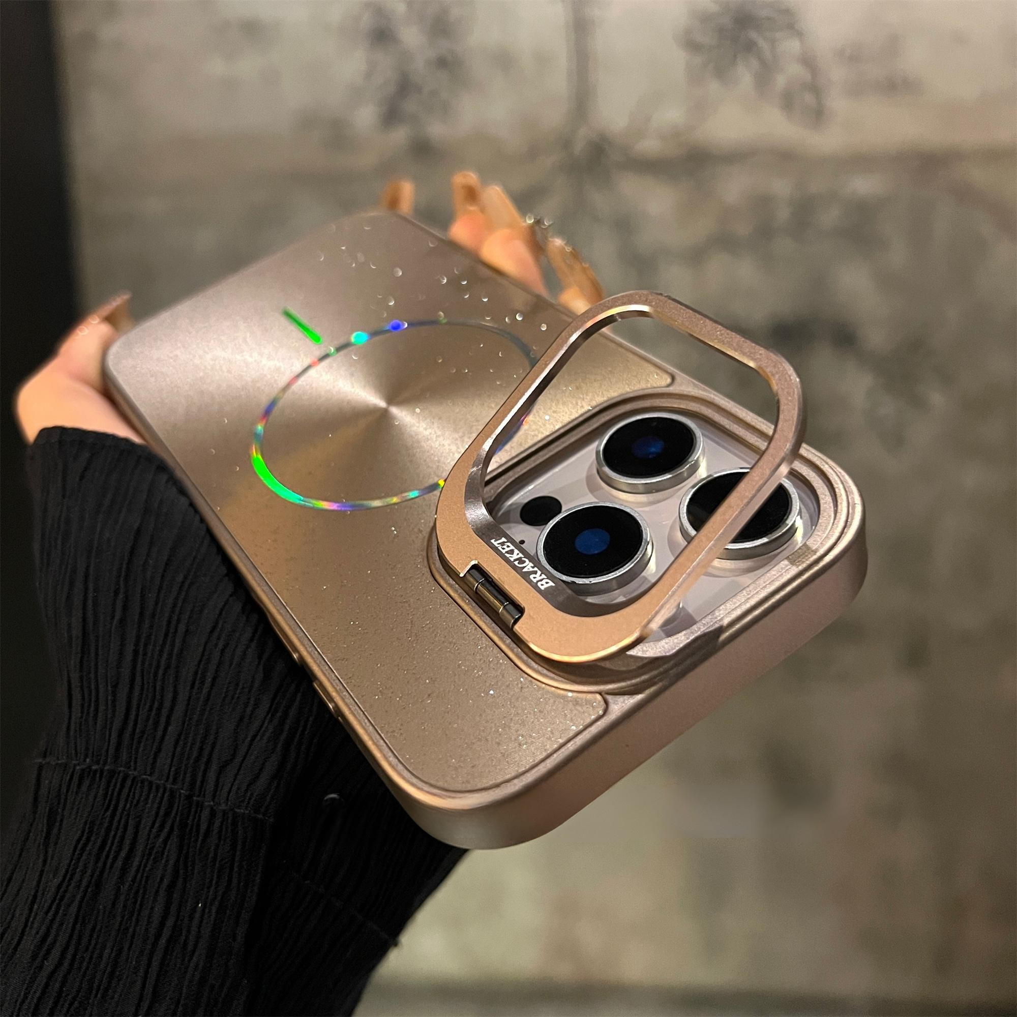 Glitter Metal Lens Folding Protective Frame Case Cover for iPhone