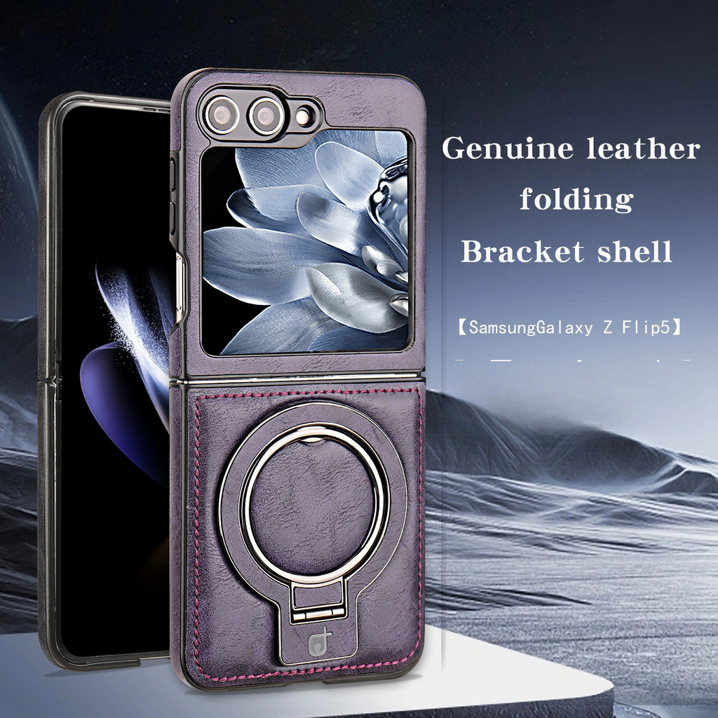 Thickened Luxury Leather Protective Metal Stand Case Cover for Samsung Flip Series