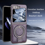 Thickened Luxury Leather Protective Metal Stand Case Cover for Samsung Flip Series