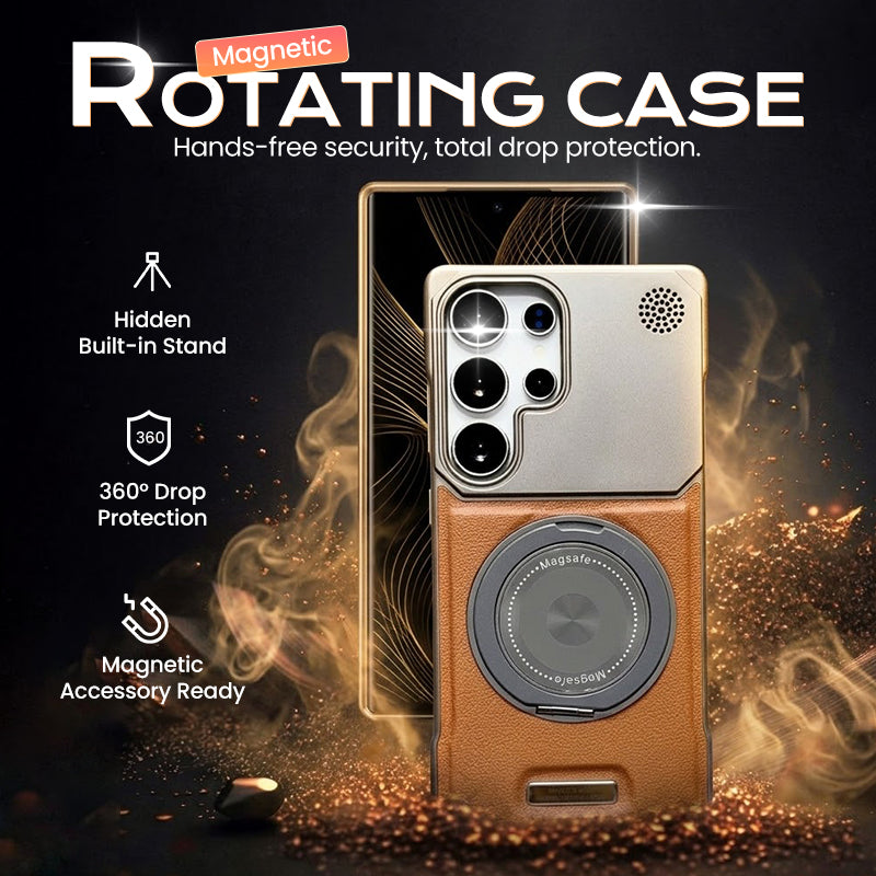Premium Leather MagSafe Samsung Galaxy Case with 360° Ring Stand