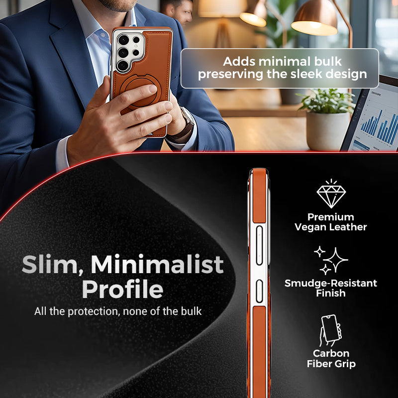 Leather-backed Magnetic Folding Stand Case for Samsung S Series