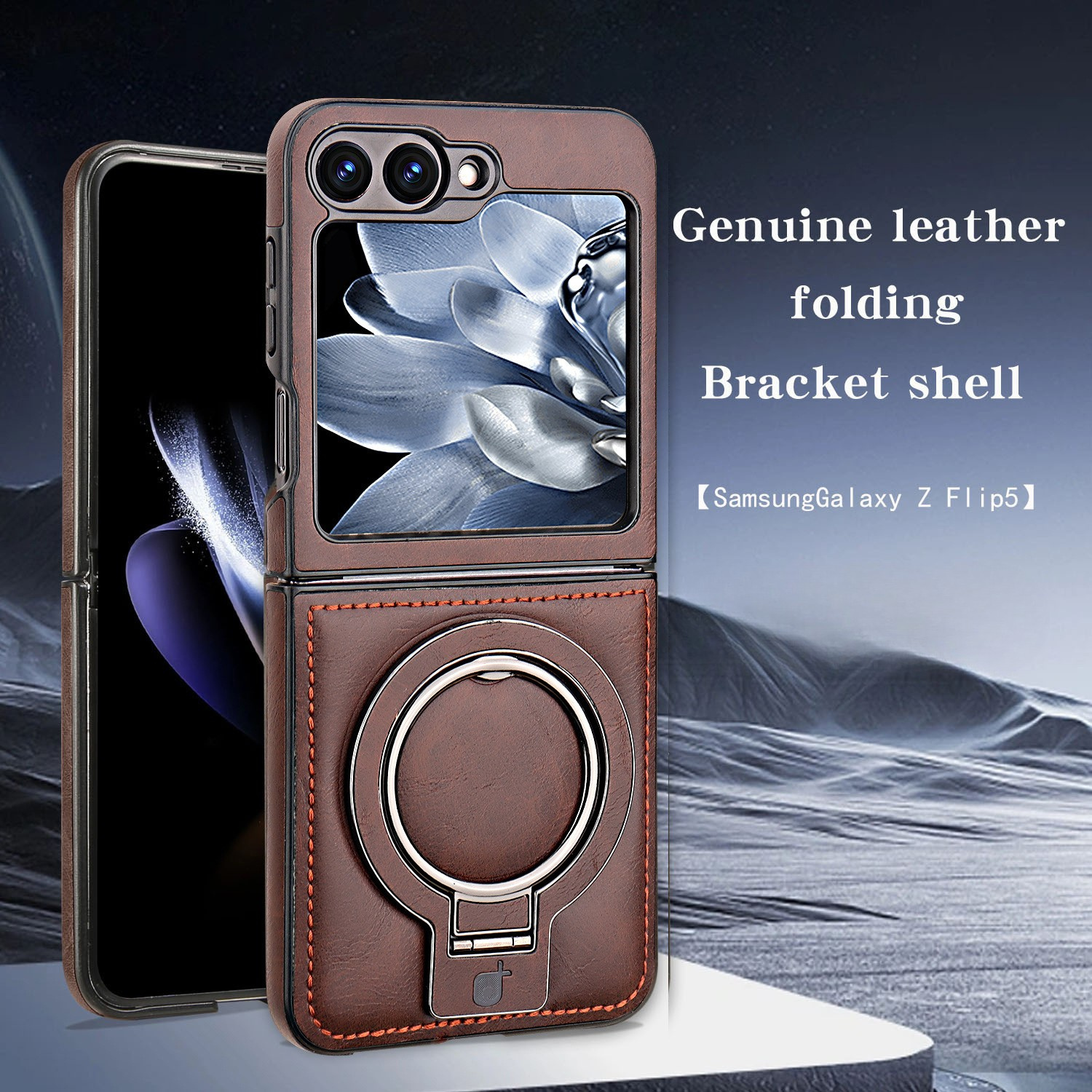 Thickened Luxury Leather Protective Metal Stand Case Cover for Samsung Flip Series