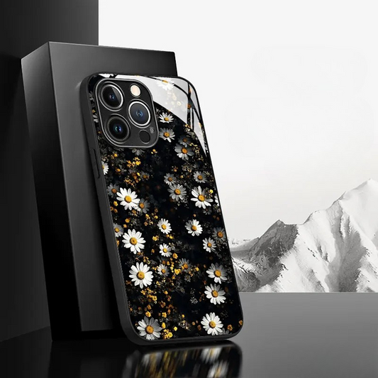 Tempered Glass Chrysanthemum case Case Cover for iPhone——🔥Second Item at 40% Off