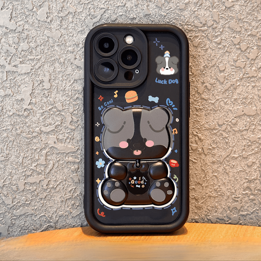 Folding Puppy Stand Case Cover for iPhone