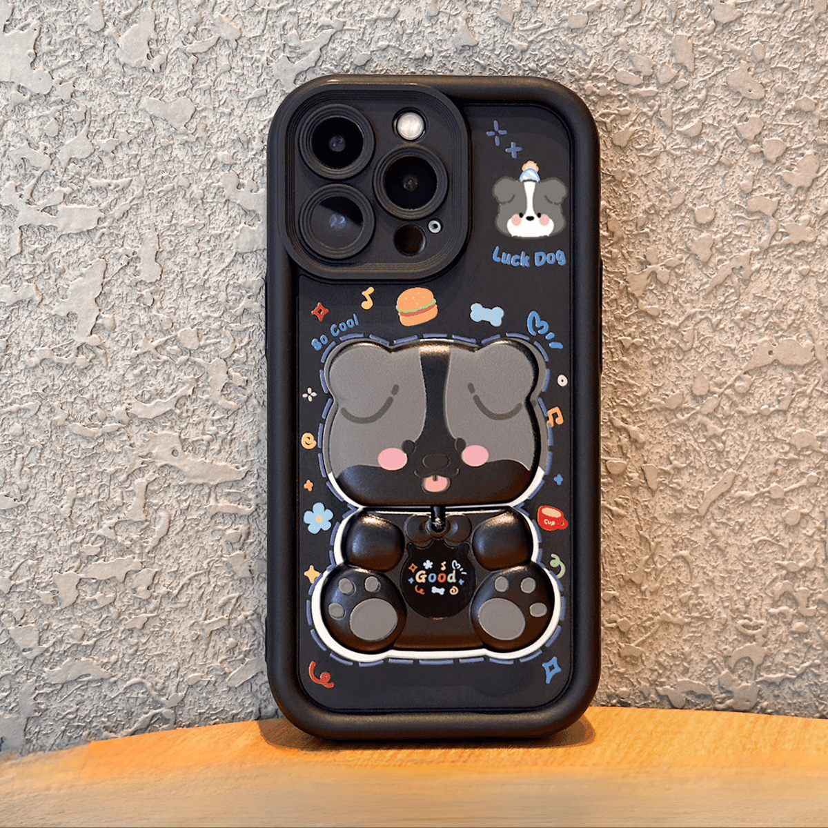 Folding Puppy Stand Case Cover for iPhone