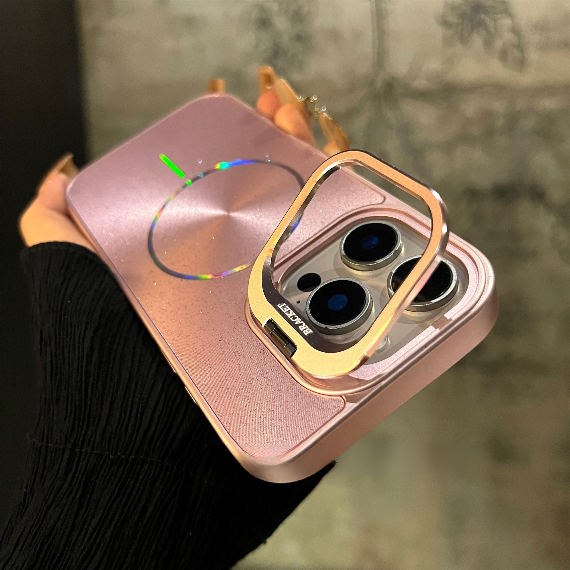 Glitter Metal Lens Folding Protective Frame Case Cover for iPhone