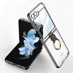 Ultra-clear Clear Plating Finger Clasp Case Cover for Samsung Flip Series