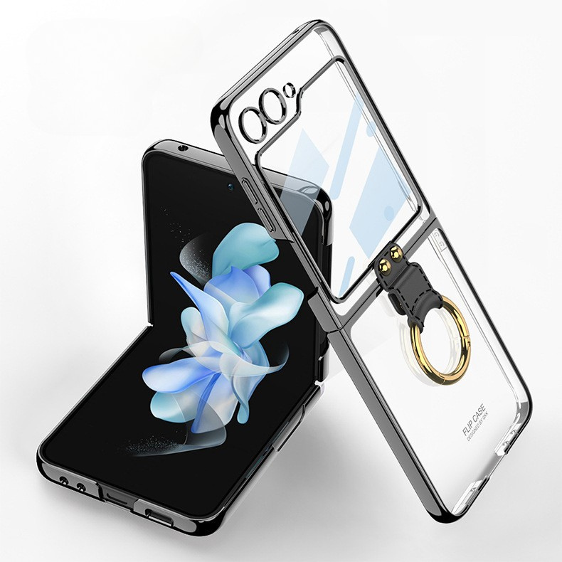 Ultra-clear Clear Plating Finger Clasp Case Cover for Samsung Flip Series