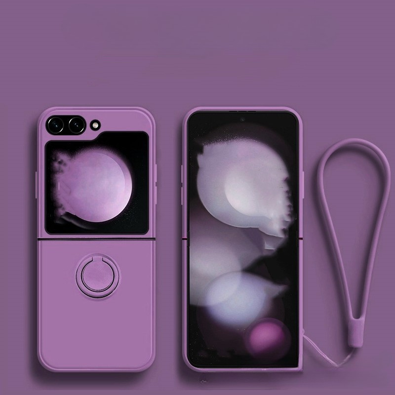 Liquid Soft Silicone Miniature Finger Buckle Case Cover for Samsung Flip Series