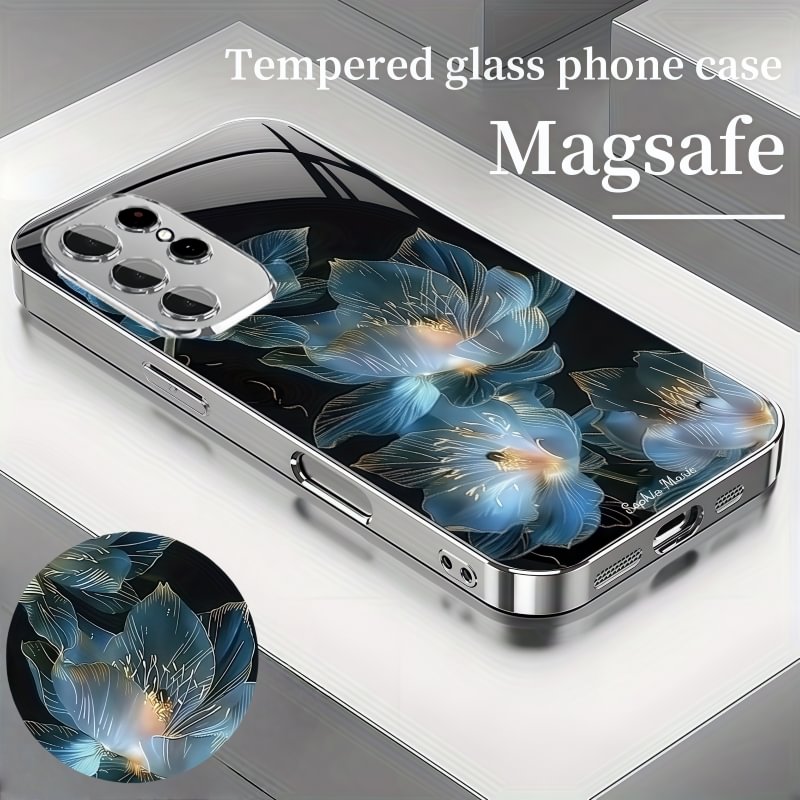 Snow Lotus Magsafe Tempered Glass Case Cover for Samsung S Series