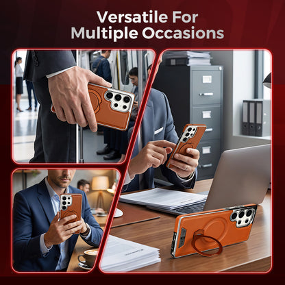 Leather-backed Magnetic Folding Stand Case for Samsung S Series