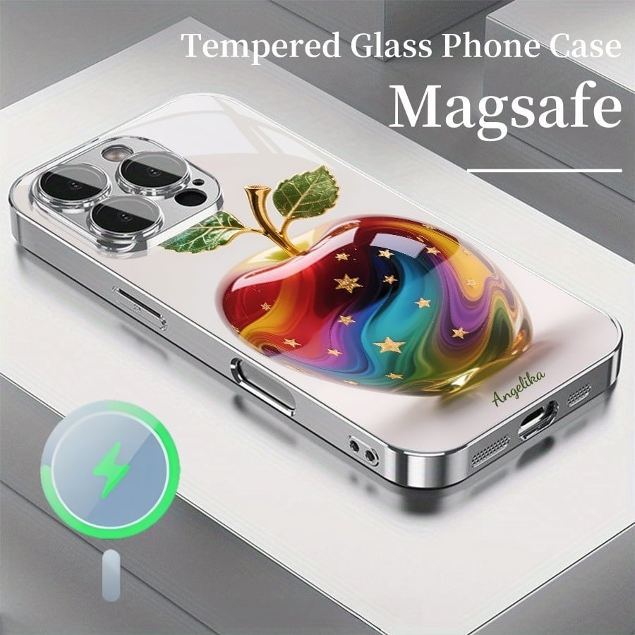 3D Colorful Fruit Magsafe Tempered Glass Plating Case Cover for iPhone