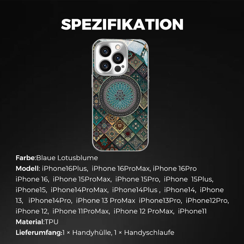 Colorful Blue Lotus Flower Totem Case Kit for iPhone - Get a FREE Exquisite Diamond Bracelet!🔥