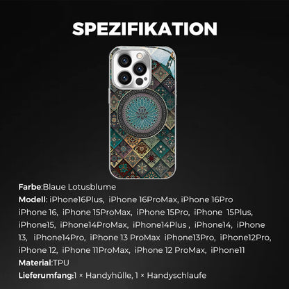 Colorful Blue Lotus Flower Totem Case Kit for iPhone - Get a FREE Exquisite Diamond Bracelet!🔥