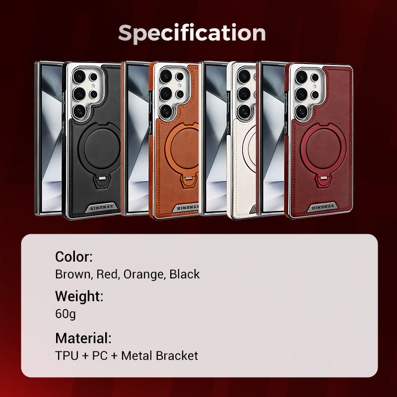 Leather-backed Magnetic Folding Stand Case for Samsung S Series