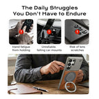 Premium Leather MagSafe Samsung Galaxy Case with 360° Ring Stand
