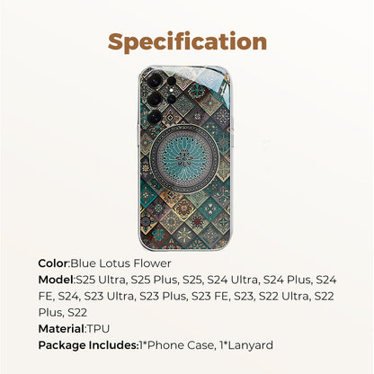 Colorful Blue Lotus Flower Totem Case Cover for Samsung S Series - Get a FREE Exquisite Diamond Bracelet!🔥