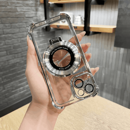 Four Corners Thickened Protection Plating Stand Case Cover for iPhone