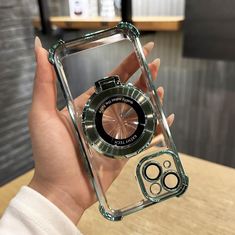 Four Corners Thickened Protection Plating Stand Case Cover for iPhone