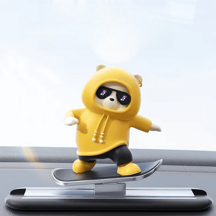 🛹🐻 Meet Your New Co-Pilot! The Skateboarding Bear Car Decor 🐻🛹