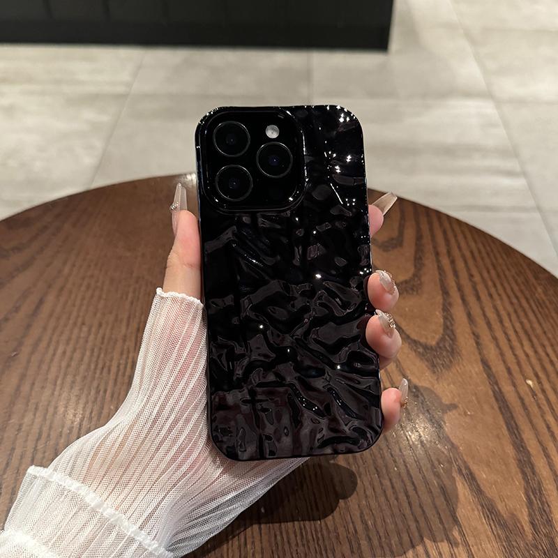 Electroplated Fashion Wrinkle Black Case for iPhone