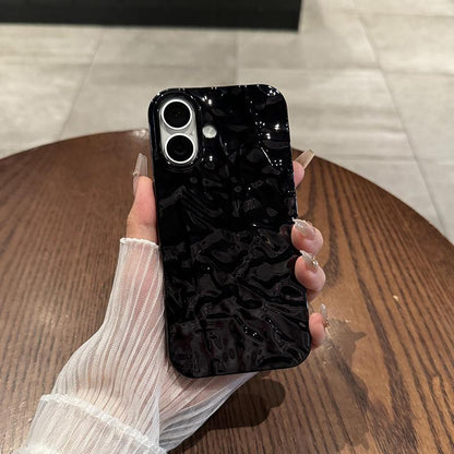 Electroplated Fashion Wrinkle Black Case for iPhone
