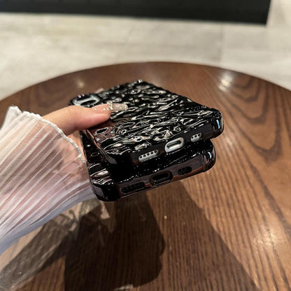 Electroplated Fashion Wrinkle Black Case for iPhone