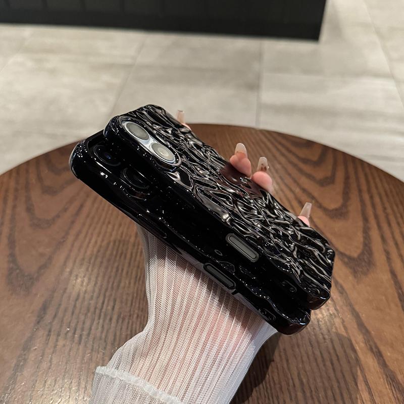 Electroplated Fashion Wrinkle Black Case for iPhone